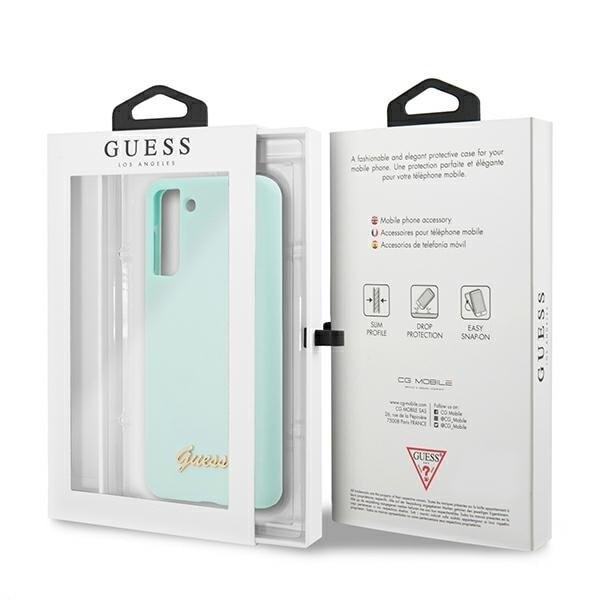 Guess Skal Galaxy S21 Plus Silicone Script Metal Logo - Blå Blå