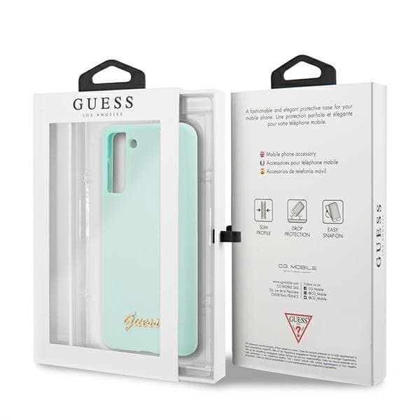 Guess Skal Galaxy S21 Plus Silikon Script Metal Logo - Sininen Blue