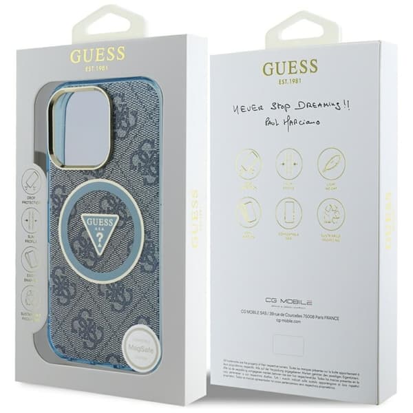 Guess Telefontaske til iPhone 16 Pro Magsafe Glitter - Blå Blå