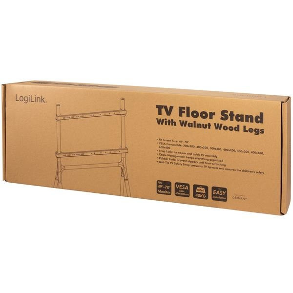LogiLink Gulvstativ til TV 49-70" - Sort / Valnød Black