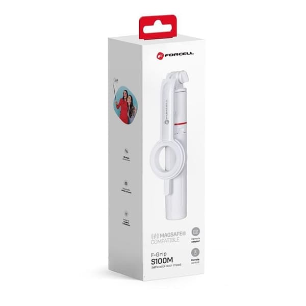 Forcell MagSafe Selfiestick Med Trådlös Kontroll F-Grip - Vit