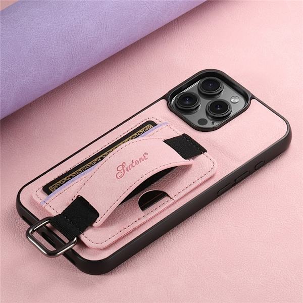 SUTENI Mobilskal till iPhone 16 Pro Max Litchi Texture - Rosa Rosa