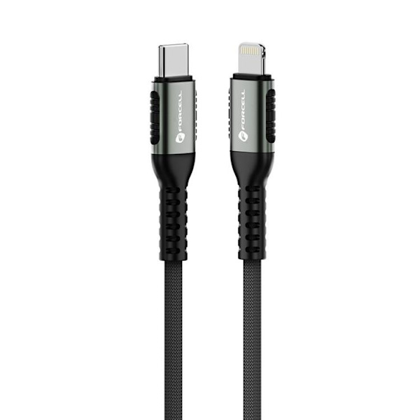 Forcell USB-C - Lightning 27W 3A Kabel 0.5m PD Cafule Sort Svart