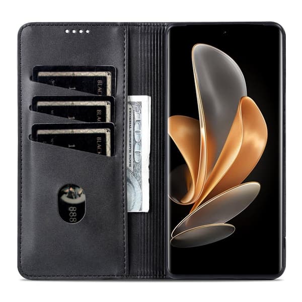 AZNS Samsung Galaxy S25 Edge Plånboksfodral Konstläder - Svart