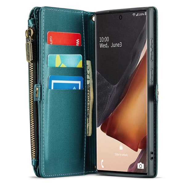 CASEME Plånboksfodral Konstläder för Samsung Galaxy Note20 Ultra - Grön