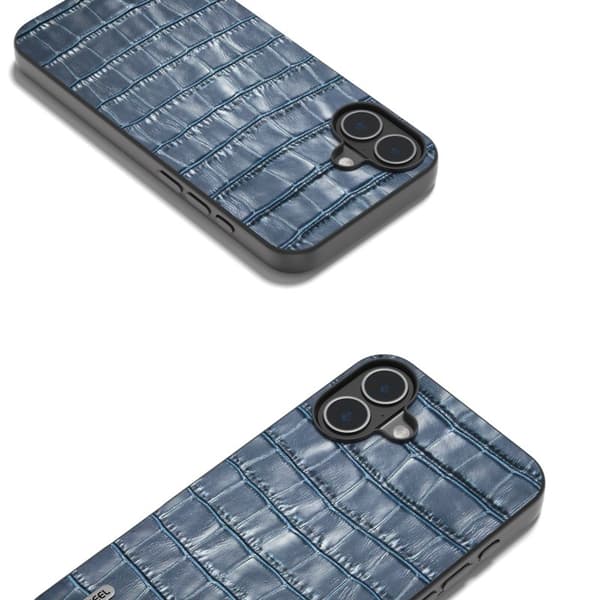 ABEEL Mobilskal till iPhone 16 i Äkta Läder + PC + TPU - Blå