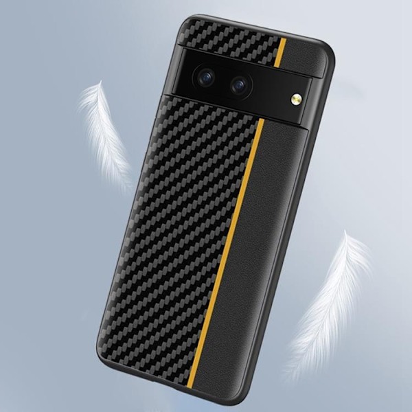 Google Pixel 7 Skal Carbon Fiber PU-Läder - Svart/Röd Svart