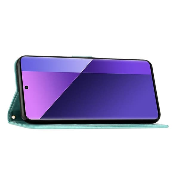 Samsung Galaxy A57 Plånboksfodral Konstläder Blomma Prägling - Blå