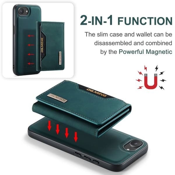 DG.MING M2 Series Mobilskal till iPhone 16e PU + PC + TPU - Grön
