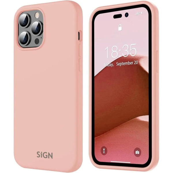 SiGN iPhone 14 Pro Max Shell nestemäinen silikoni - hiekkavaaleanpunainen