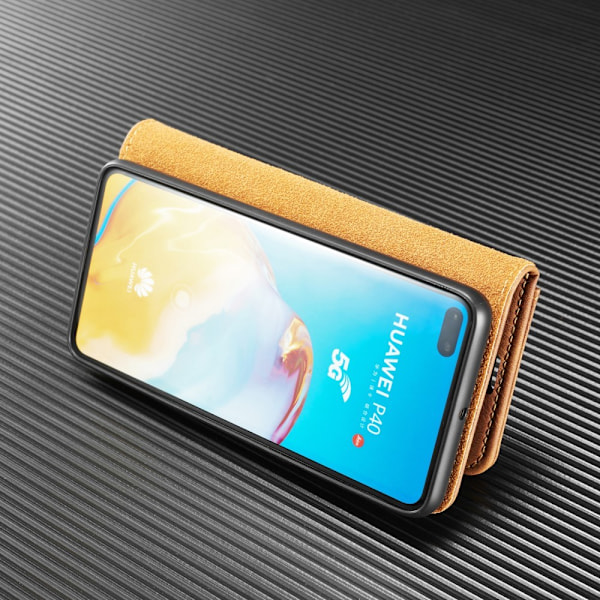 DG.MING Äkta Läder Plånboksfodral Huawei P40 - Brun Brun