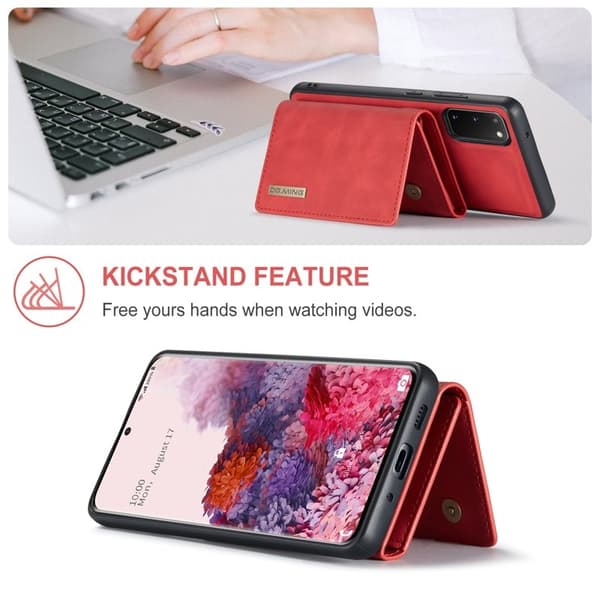 DG.MING 2-in-1 Plånboksfodral med Magnet för Samsung S20 - Röd