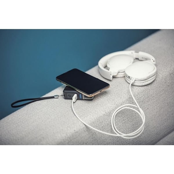 Forcell 5in1 Laddare och Powerbank 10000 mAh USB-C/Lightning Kabel 20W - Svart Svart