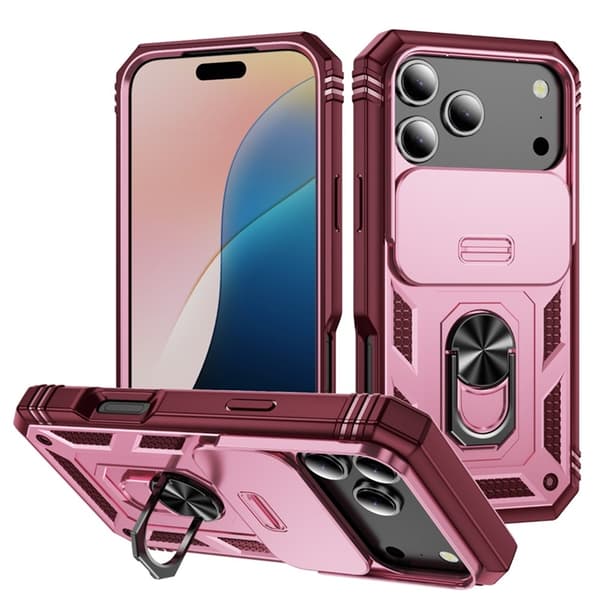 Mobilskal till iPhone 17 Pro Max Slide Camshield Kickstand Röd