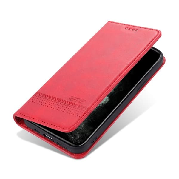AZNS iPhone 13 Plånboksfodral Konstläder Stötabsorberande - Röd