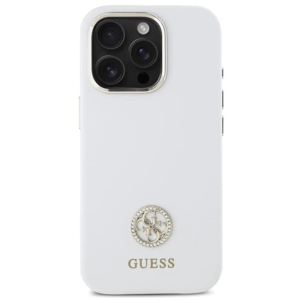 Guess Mobilskal till iPhone 16 Pro Silikon Logo Strass 4G - Vit Vit