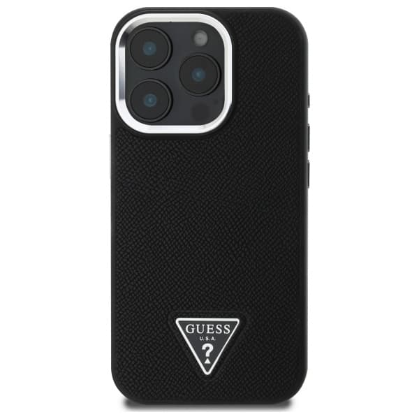 Guess Mobilskal till iPhone 16 Pro Max MagSafe Grained Triangle - Svart Black