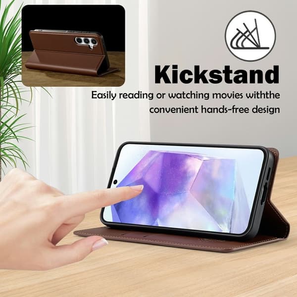 LC.IMEEKE L1 Series Samsung Galaxy A16 Plånboksfodral Konstläder - Brun