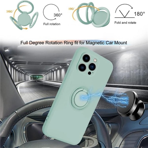 Mobilskal till iPhone 15 Pro Ringhållare Liquid Silikon - Cyan