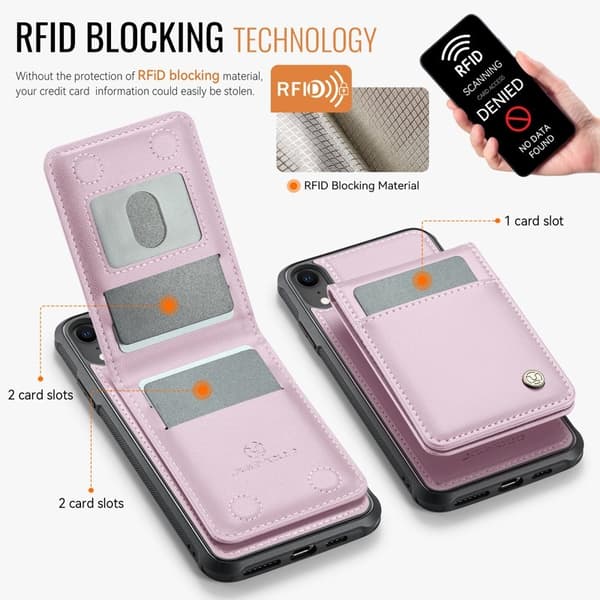 JEEHOOD J06 Mobilskal till iPhone XR Läder MagSafe RFID Skydd - Rosa