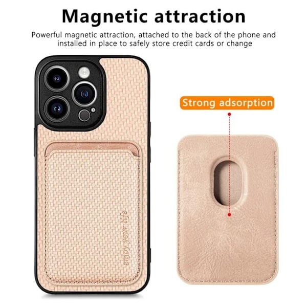 iPhone 15 Pro Max Mobilskal Korthållare Detachable - Rosa