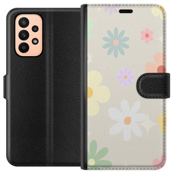 Plånboksfodral till Samsung Galaxy A23 med fejdande blommor