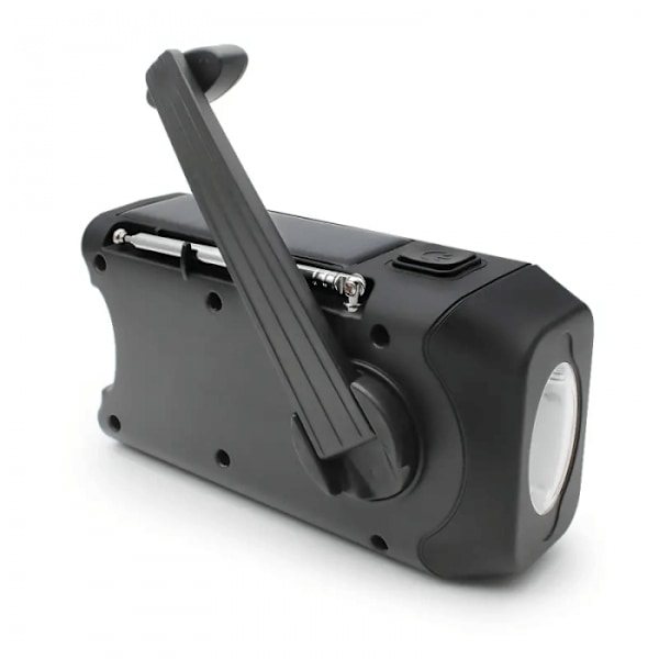 Vevradio Solceller, Ficklampa, Powerbank 2000mAh Svart
