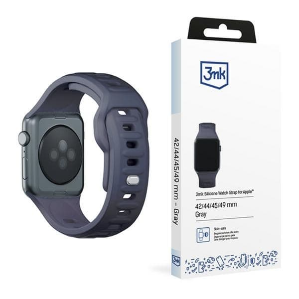 3mk Apple Watch (42/44/45/49mm) Silikone Armbånd - Grå Grå