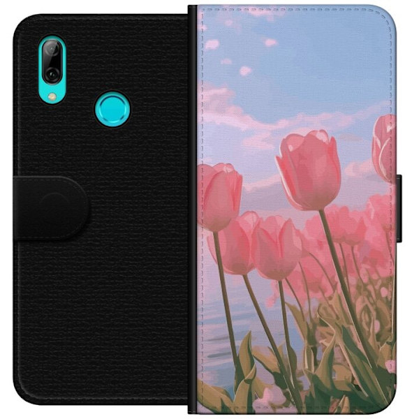 Pungcover til Huawei P smart 2019 med lyserøde tulipaner