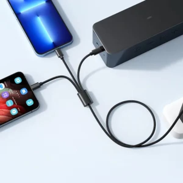 Veger 3in1 USB-A till USB-C Lightning microUSB kabel 1.2m Vit