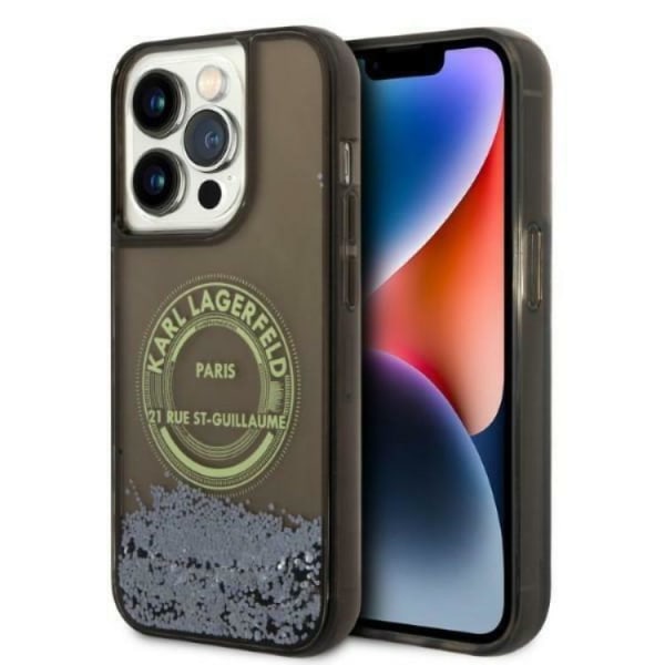 Karl Lagerfeld iPhone 14 Pro Skal Liquid Glitter RSG - Svart