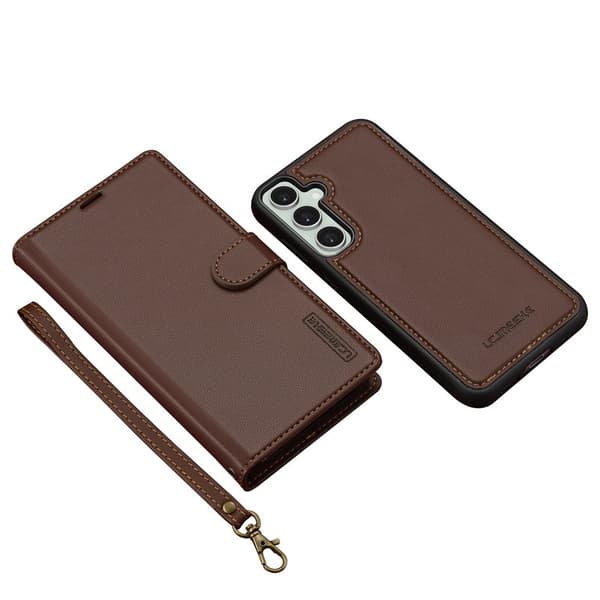 LC.IMEEKE L2 Series Samsung Galaxy S24 FE Plånboksfodral Konstläder - Brun
