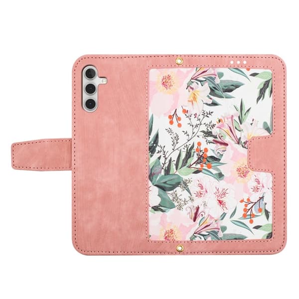 Mobilskal till Samsung Galaxy S26 Plus PU Läder Blommönster - Rosa