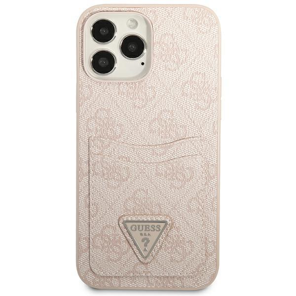 Guess iPhone 13 Pro -kansikorttipidike 4G-kolmiologo - vaaleanpunainen