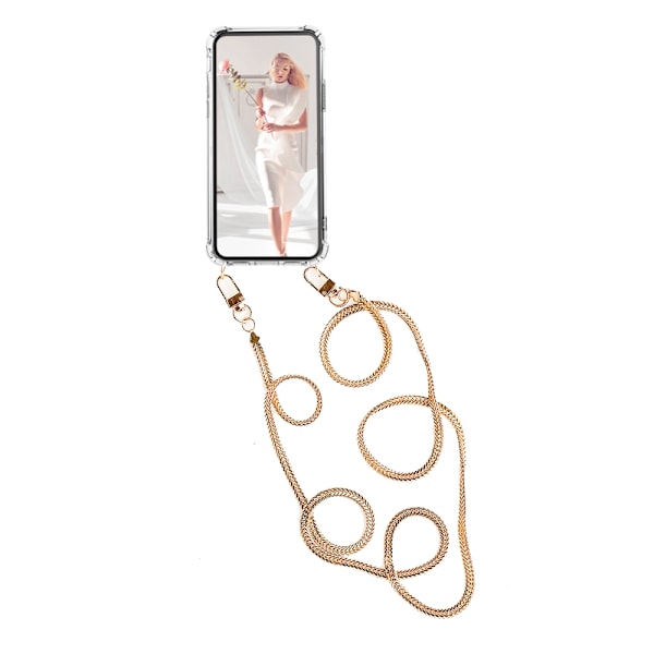 Boom iPhone 12 Pro Max skal med mobilhalsband- Chain Gold Chain Gold