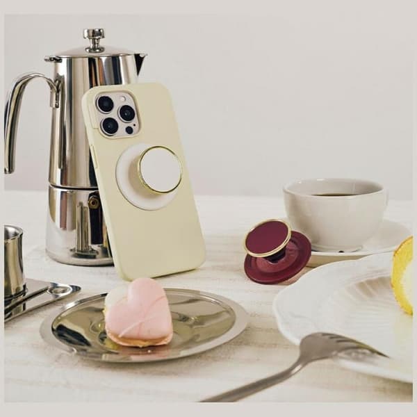 Popsocket MagSafe Grip Round Luxe kokoscreme emalje Beige