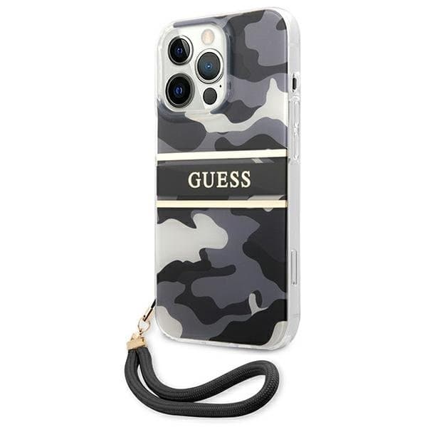 Guess Camo Strap Collection Cover iPhone 13 Pro Max - Sort Black