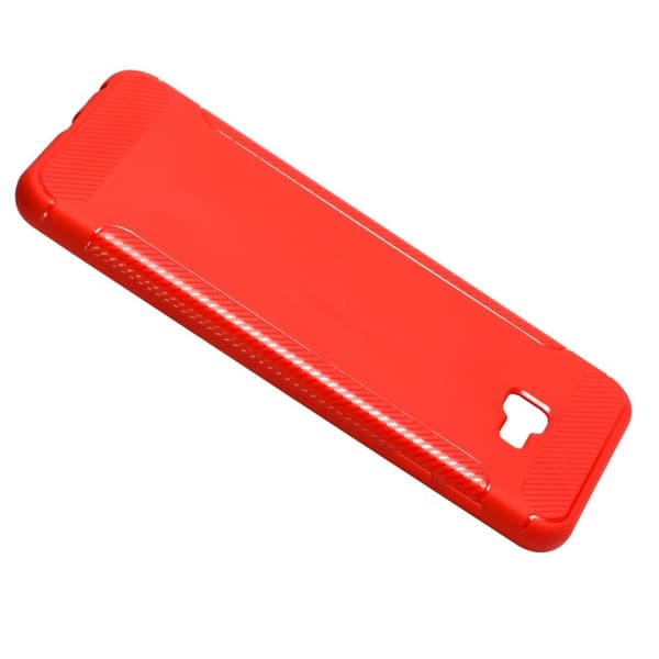 Kulfiberbørstet mobilcover til Samsung Galaxy J4 Plus - Rød Red