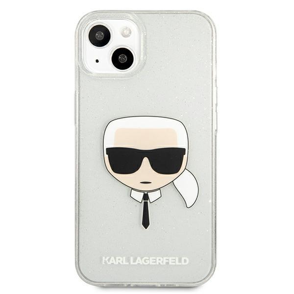 Karl Lagerfeld Glitter Karl`s Head Skal iPhone 13 Mini - Silver Silver