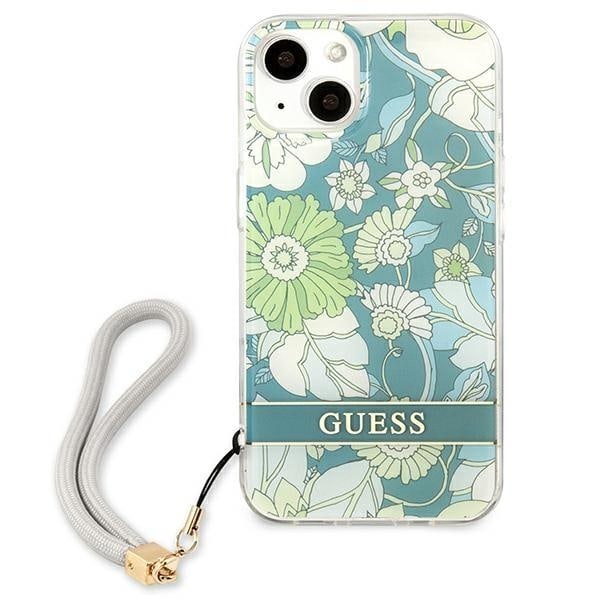 Guess iPhone 13 Mini Skal Flower Strap - Grön Grön