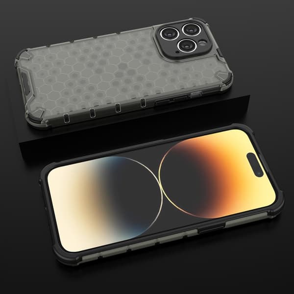 iPhone 14 Pro Max Skal Honeycomb Armored Hybrid - Musta Black