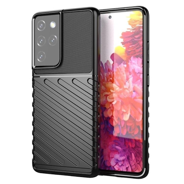 Thunder Flexibel Armored Skal Galaxy S22 Ultra - Svart Svart