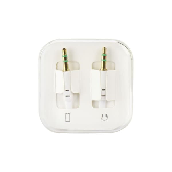 Fladt AUX-kabel 3,5 mm Jack hvid 1m Vit