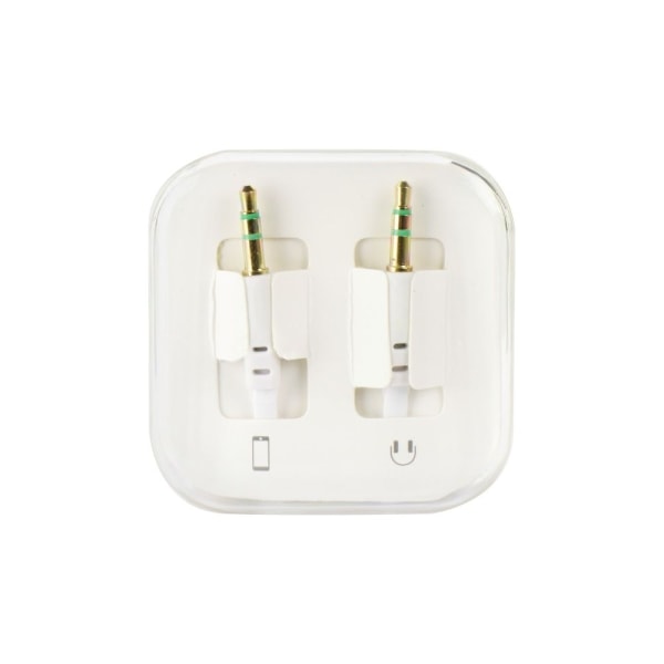 Platt AUX kabel 3.5mm Jack vit 1m Vit