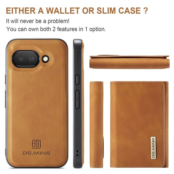 DG.MING M1 Series Mobilskal till Google Pixel 9a Kickstand PU - Brun