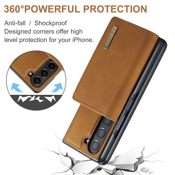 DG.MING Magnetiskt Avtagbart Plånboksfodral Samsung Galaxy Z Fold5 Brun