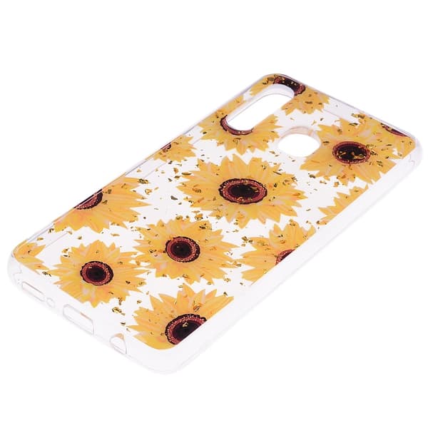 Glitter Mobiilisuoja Samsung Galaxy A50 - Auringonkukka Mönster