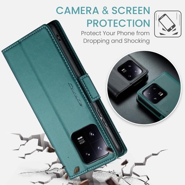 CASEME Xiaomi 13 Pro 5G Plånboksfodral Konstläder RFID-Skydd Grön