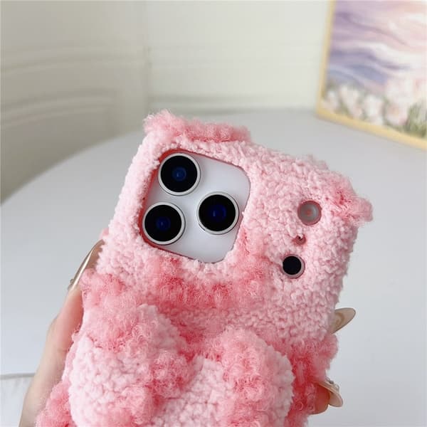 Mobilskal till iPhone 17 Pro 3D Heart Plush TPU Winter Warm - Blå Blå
