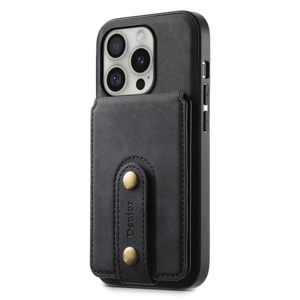 DENIOR D14 Mobilskal till iPhone 16 Pro Max Läder + PC + TPU - Svart